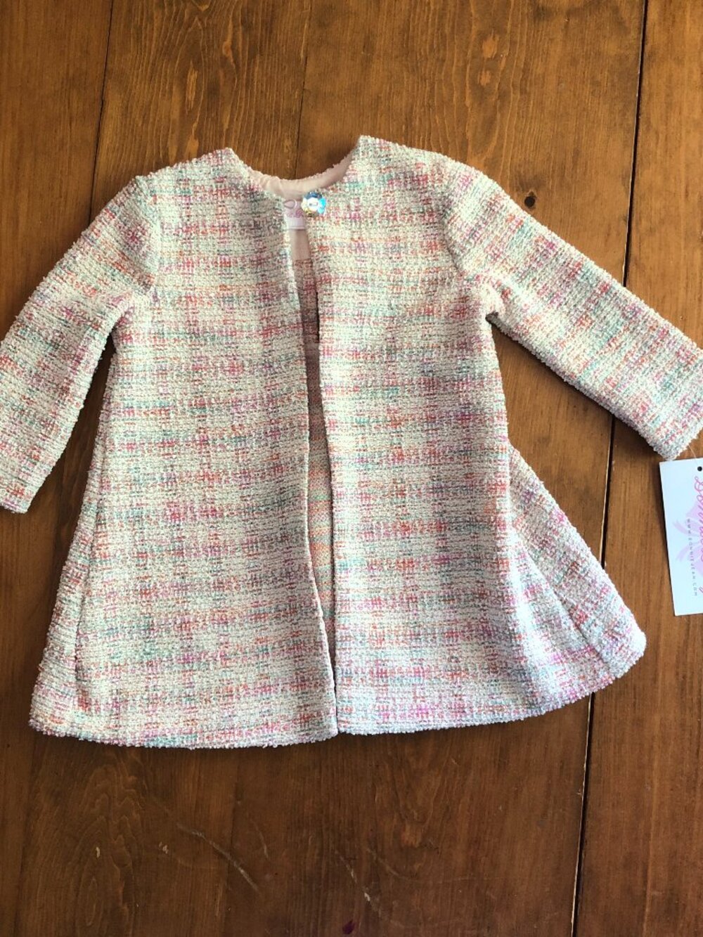 Bonnie Baby NWT Chanel Inspired Tweed Baby Girl Pastel Dress Coat Estimate 3-6M - Picture 1 of 7
